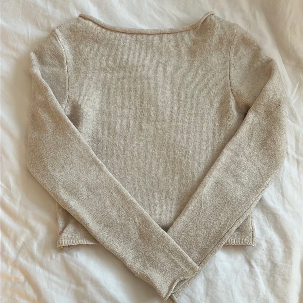 Bershka Boatneck Elegant Cream Sweater